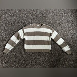 Garage Brown and White Striped Sweater